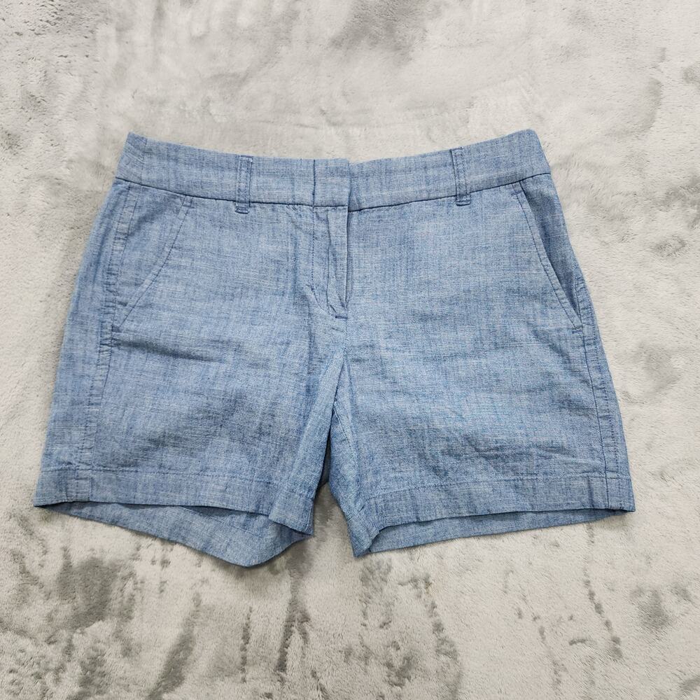 J.Crew Shorts Womens 2 Blue 5" Classic Chambray Cotton Chino Casual‎ Nautical